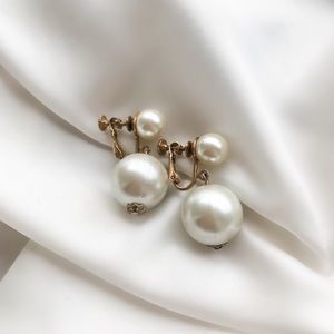 Vintage 1950s Double Pearl Screw-Back Earrings